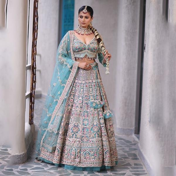 Sequins Net Lehenga – Grey & Silver